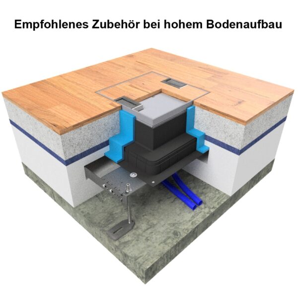 Produktbild UBD 324 204  -  Unterflur-Bodendose UBD 320 inkl. Deckel mit Kante, geschlossen, 20mm Vertiefung und 2 Bürstenauslässe